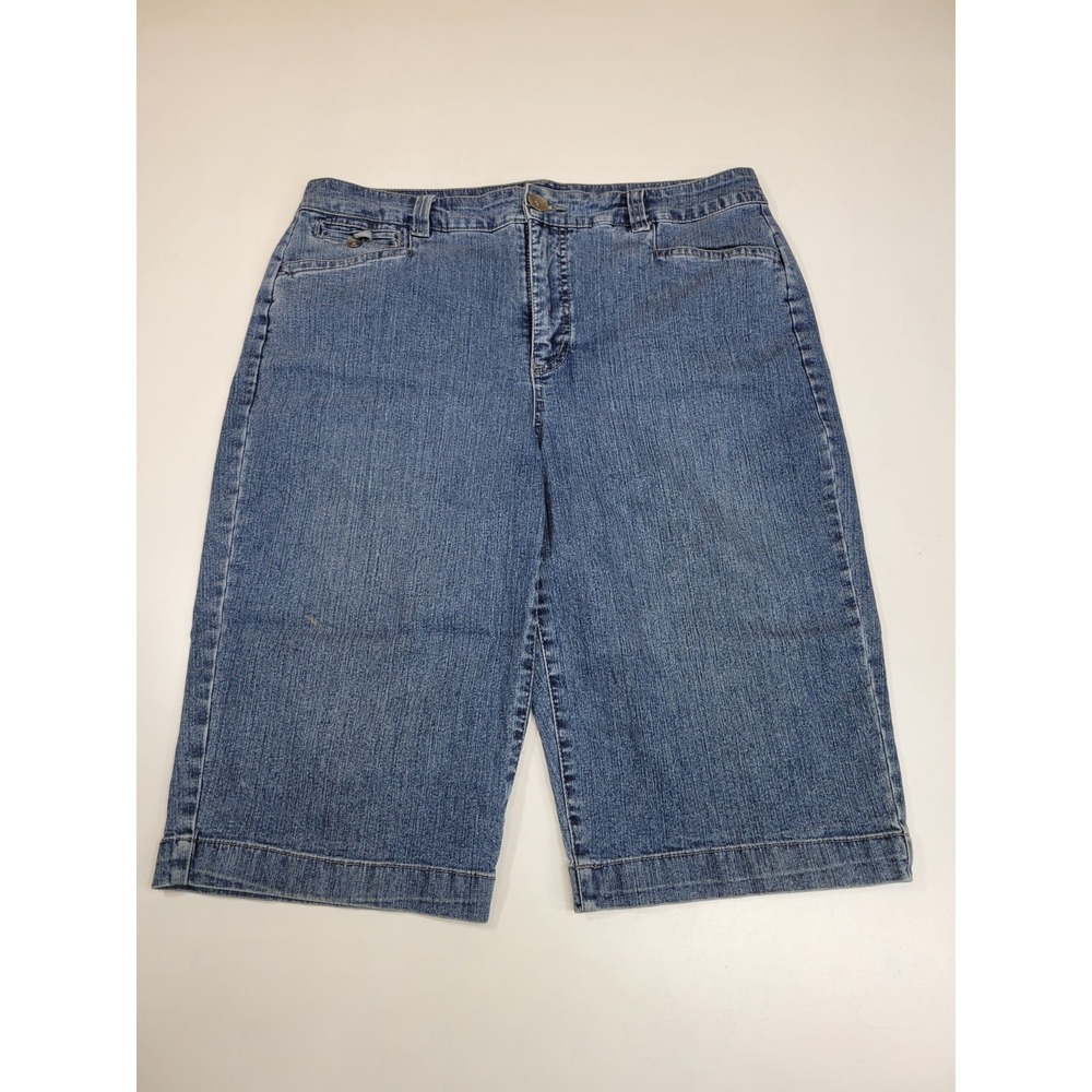 Bandolino Jeans Women's Denim Bermuda Shorts Size 12 Stretch Blue Mid Rise